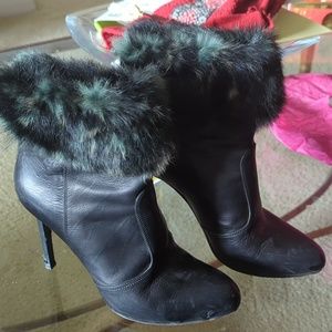 Fur trimmed Italian leather boots